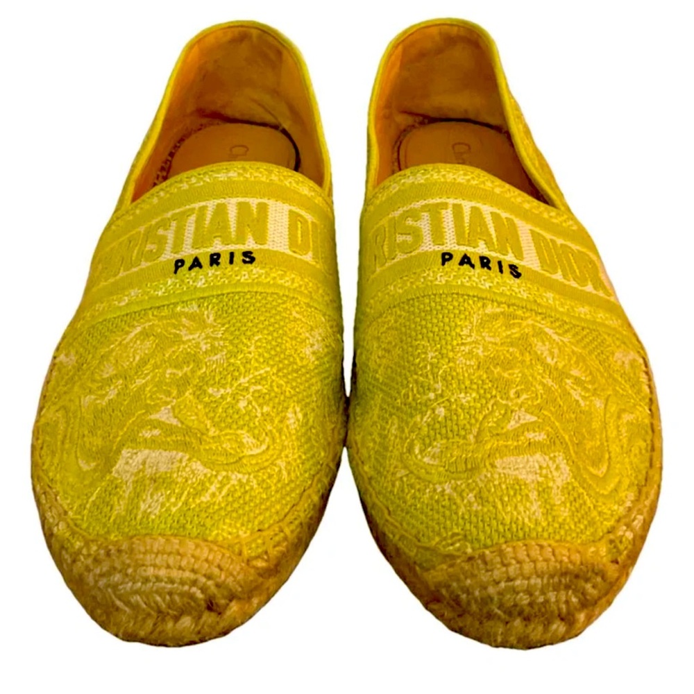 Christian Dior Espiradrille Flats in Green and Cream Size 42 IT